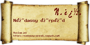 Nádassy Árpád névjegykártya